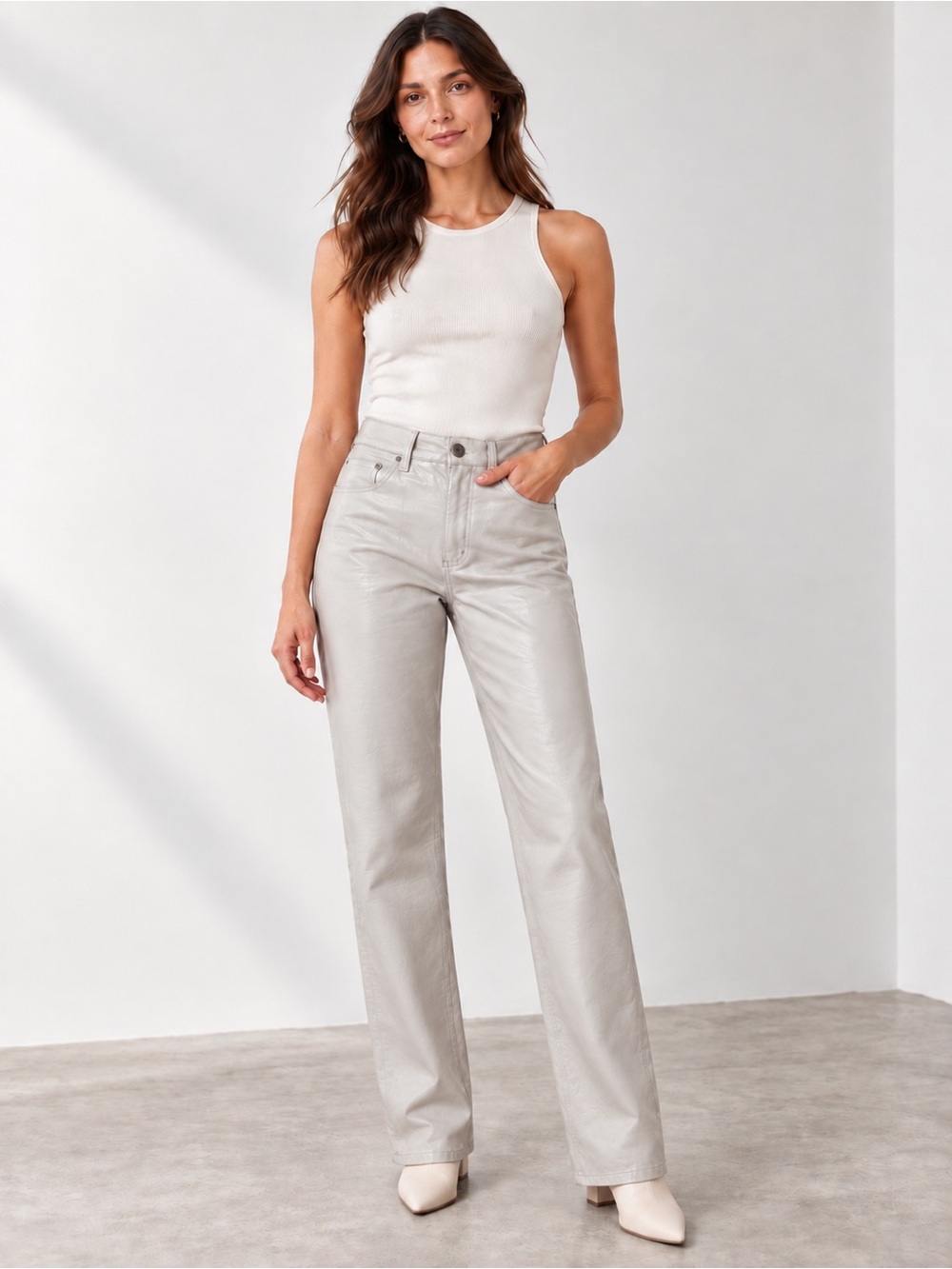 AGOLDE 90s Pinch Waist Recycled Leather Pants 27 Wisp Gray High Rise